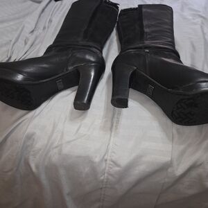 UGG Black Heeled Boots with Patterned Sole